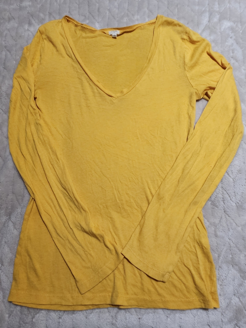 J. Crew Mustard Yellow V-Neck Long Sleeve Tee